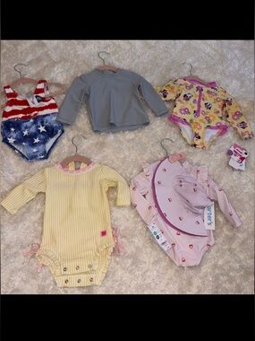 NWT Baby Girl Swimsuit Bundle Size 6 Months Carter’s Disney Rash Guard Sets